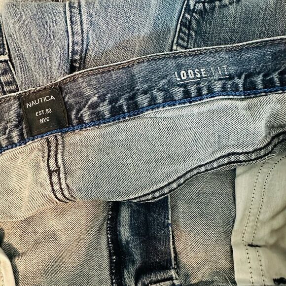 Nautica Loose Fit Relaxed Jeans Distressed Blue Mens Size 36W x 34L Straight Leg - Picture 5 of 10